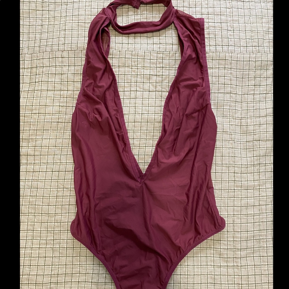 Maroon Red Victoria Secret choker Bodysuit